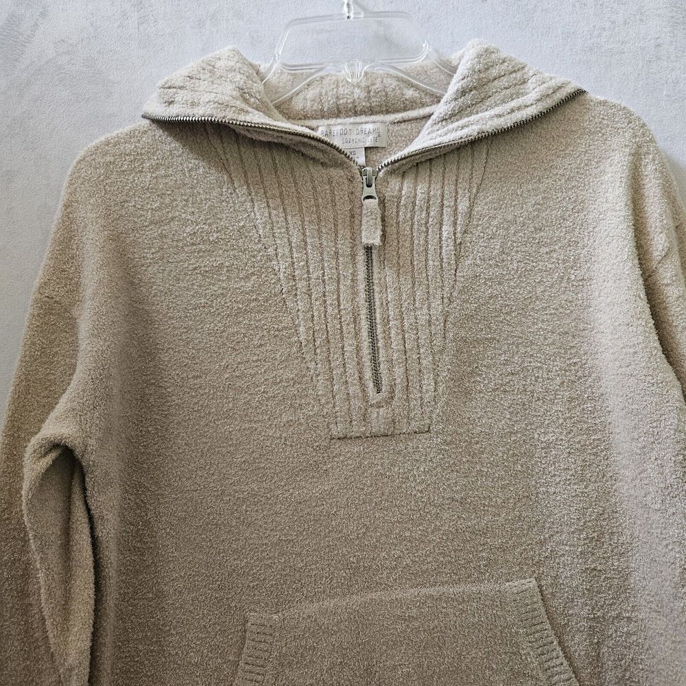 Barefoot Dreams Sweater XS CozyChic Lite High Rib Half Zip Tunic Biscotti‎ Cozy - Picture 3 of 13